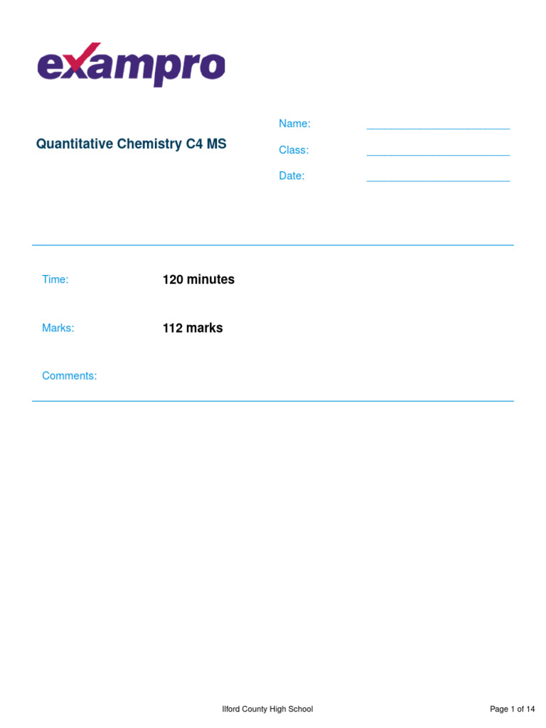 Quantitative Chemistry C4 MS | PDF | Acid | Mole (Unit)