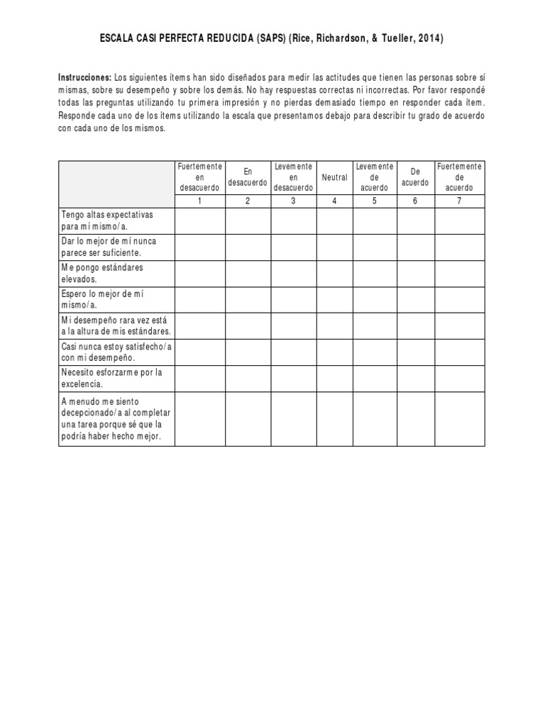 Escala SAPS: Medición de Actitudes | PDF