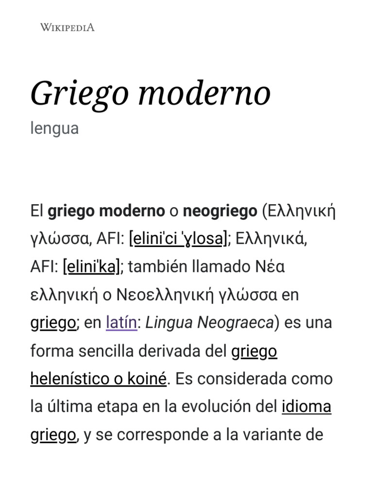 Griego Moderno Wikipedia, La Enciclopedia Libre PDF