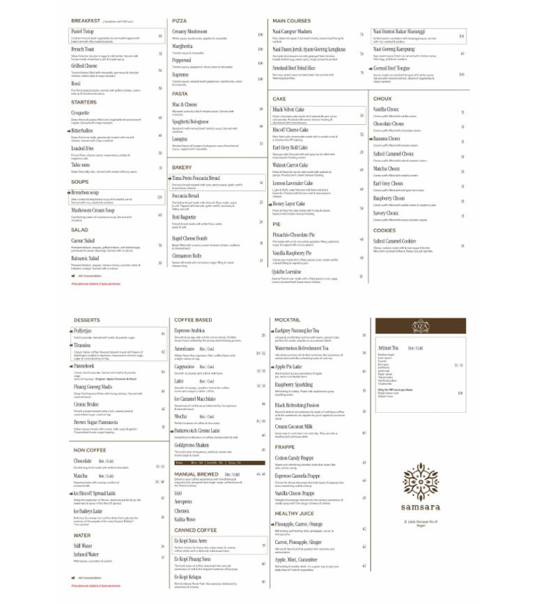 Samsara Menu | PDF