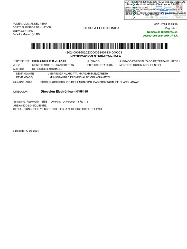 Exp. 00039-2023-0-3401-JR-LA-01 - Consolidado - 00168-2024 | PDF