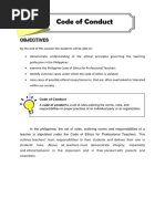 ProfEd 312 Lesson 4 Code of Conduct