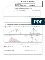 1º Trabalho de Matemática - 8º - 3º Bim