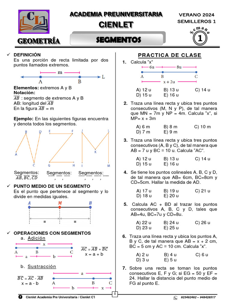 Ejercicios de Segmentos en Geometría | PDF | Matemáticas | Geometría