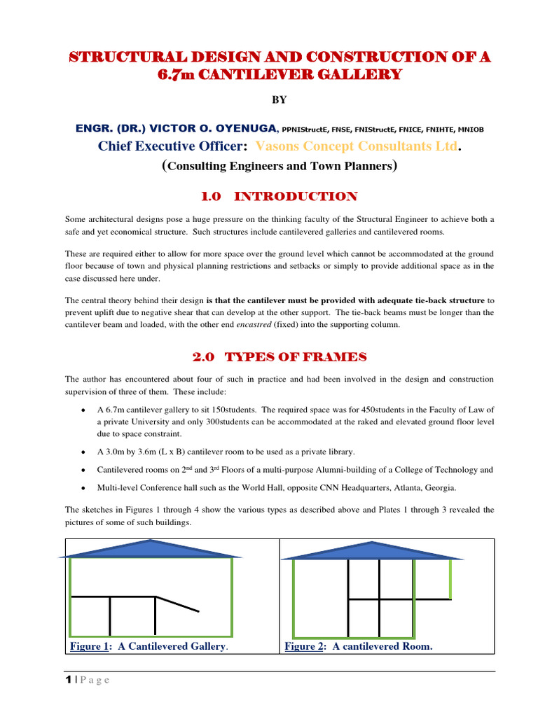 Structural Design of 6.7m Cantilever Gallery | PDF | Beam (Structure ...