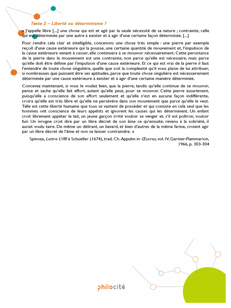Liberté et déterminisme chez Spinoza | PDF | Philosophie