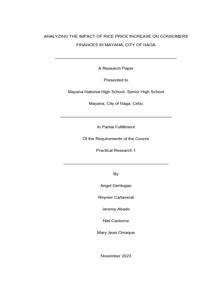Rice Price Impact on Mayana Consumers | PDF | Social Science