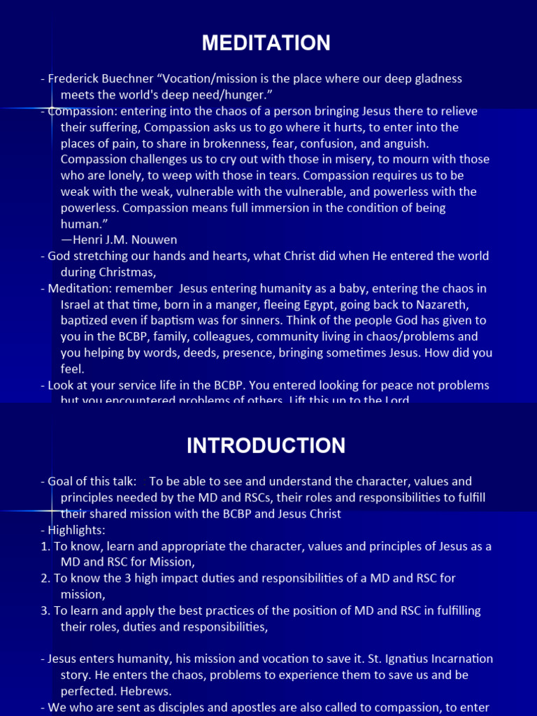 Roles and Responsibilities of The MD and RSC Mission | PDF | Jesus ...