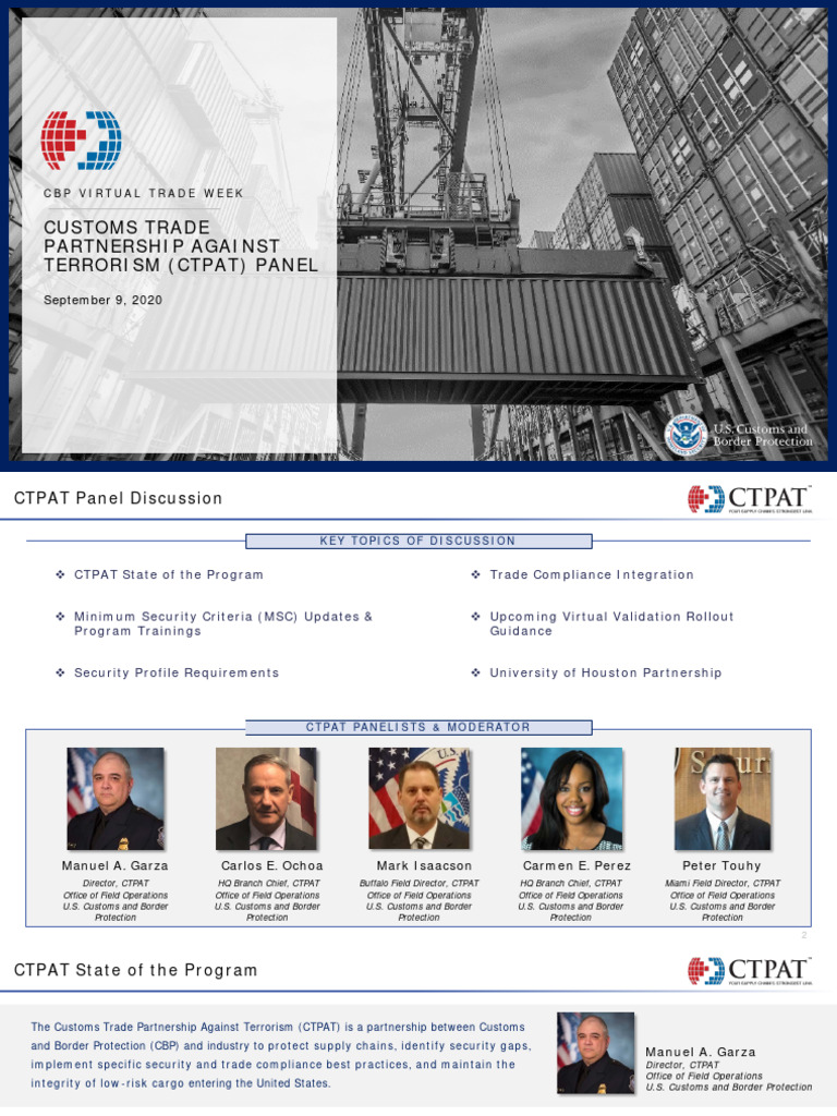 Ctpat Panel Presentation Vfinal Pdf U S Customs And Border