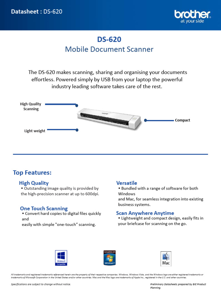 Brother Ds620 | PDF | Image Scanner | Microsoft Windows