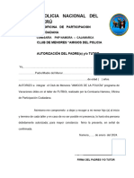 Autorización Club de Menores