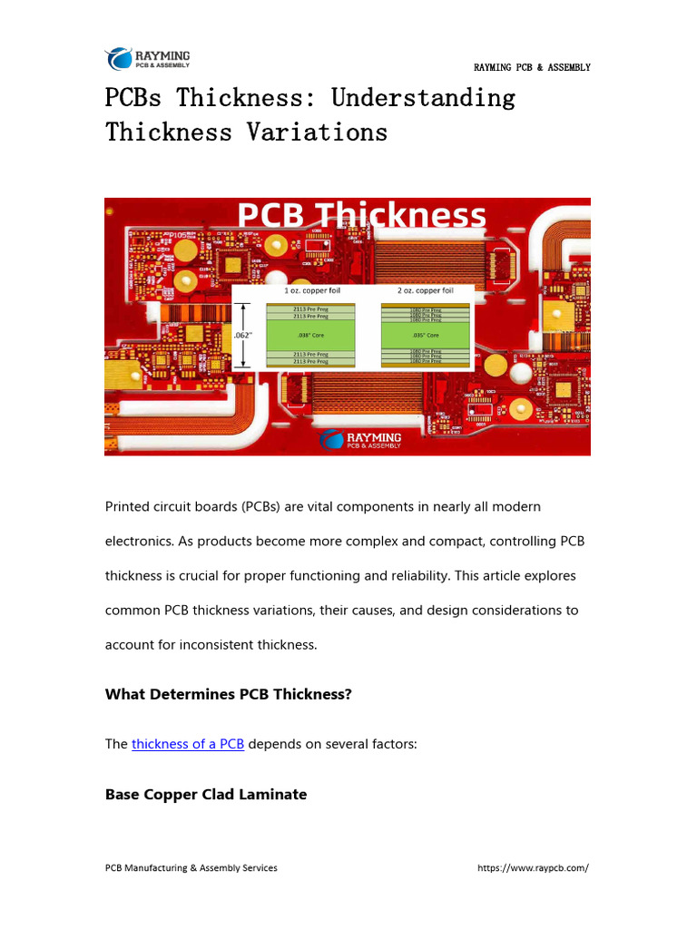 PCBs Thickness Understanding Thickness Variations | PDF | Printed