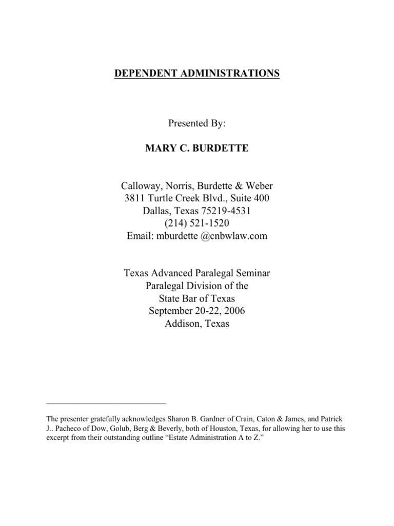 Understanding Dependent Administration in Texas | PDF | Concurrent ...