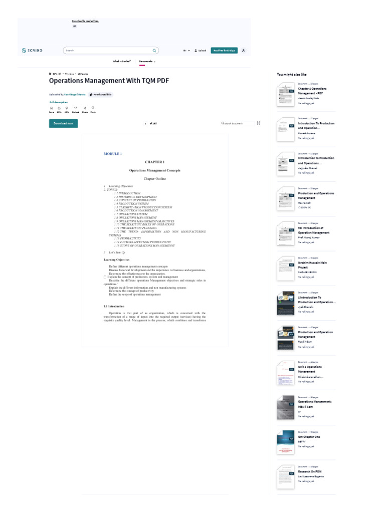Www scribd com document 473663849 operations management with tqm pdf