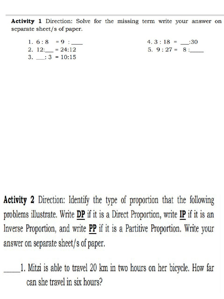 Direct Inverse Partitive Proportion | PDF