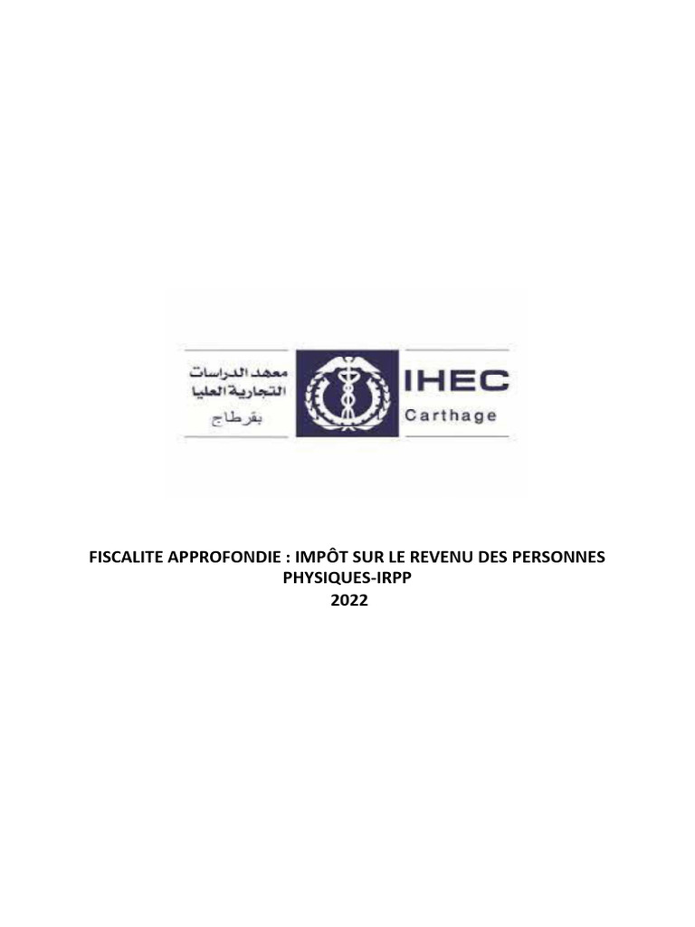 IRPP 2022 : Guide Fiscal Tunisie | PDF | Impôt sur le revenu | Impôts