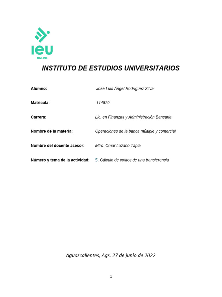 Actividad 5 c lculo de costos de una transferencia jlars pdf bancos