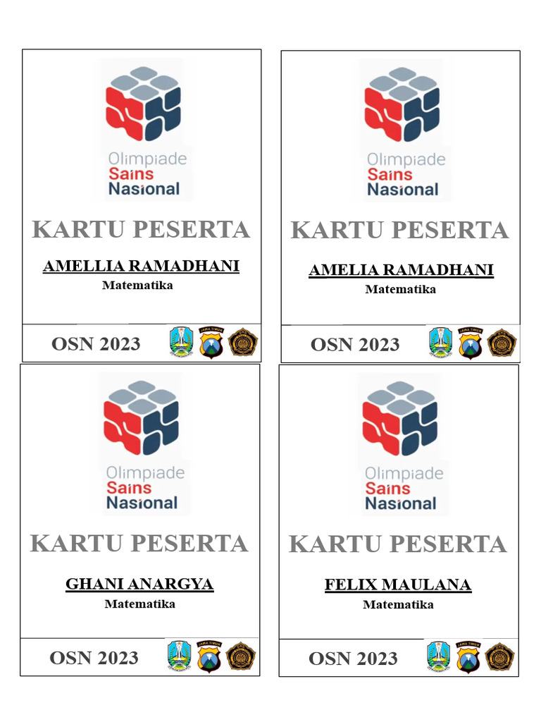 Kartu Peserta OSN 2023 | PDF