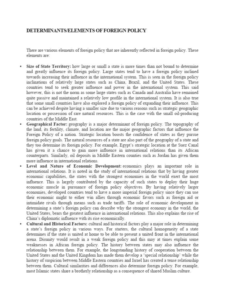 Determinants of foreign policy pdf