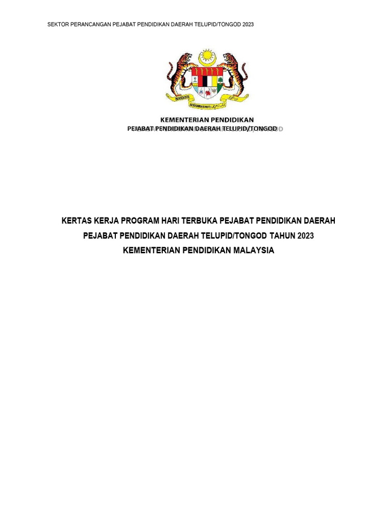 Kertas Kerja Hari Terbuka PPD 2023-1 | PDF