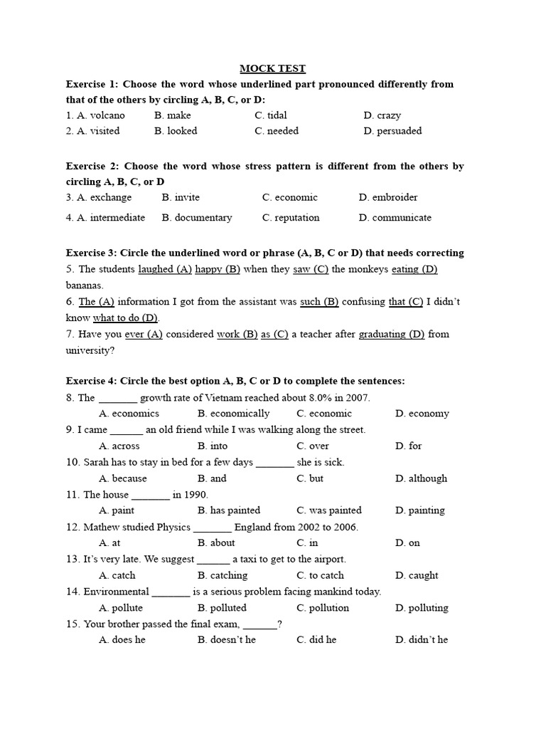 MOCK TEST Lop 10 | PDF