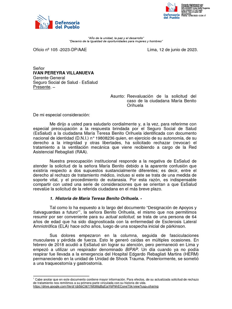 Oficio Defensoría Pdf Consentimiento Informado Medicina