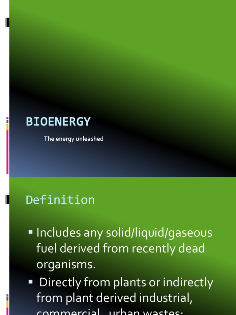 Understanding Bioenergy: Types and Benefits | PDF