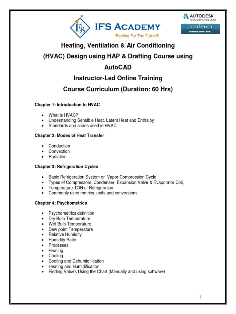 HVAC Design & Drafting Course Overview | PDF | Air Conditioning | Duct ...