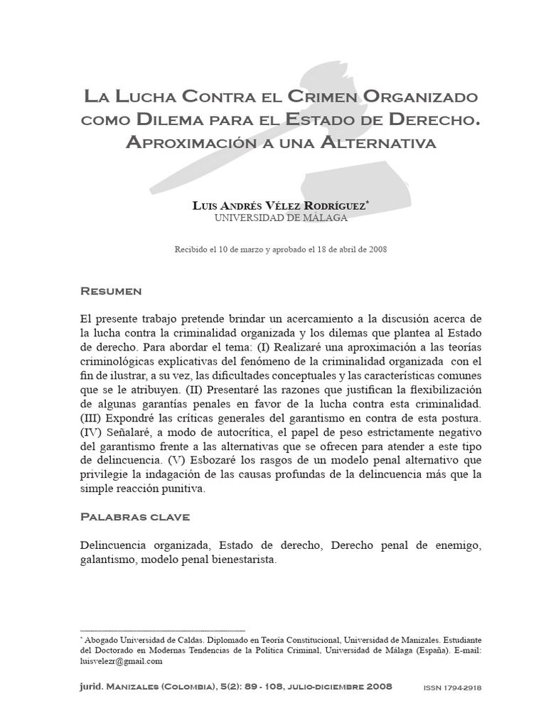 Dilemas del Crimen Organizado y el Estado de Derecho | PDF | Derecho ...