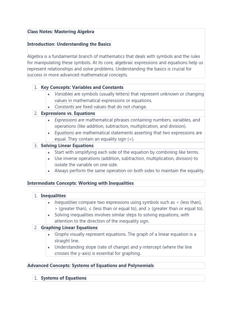 Mastering Algebra: Key Concepts and Skills | PDF | Equations | Algebra