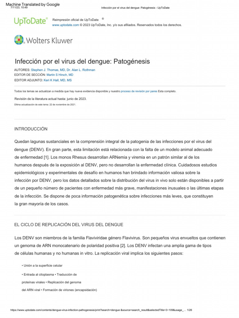 Dengue Virus Infection Pathogenesis UpToDate PDF Virus Anticuerpo
