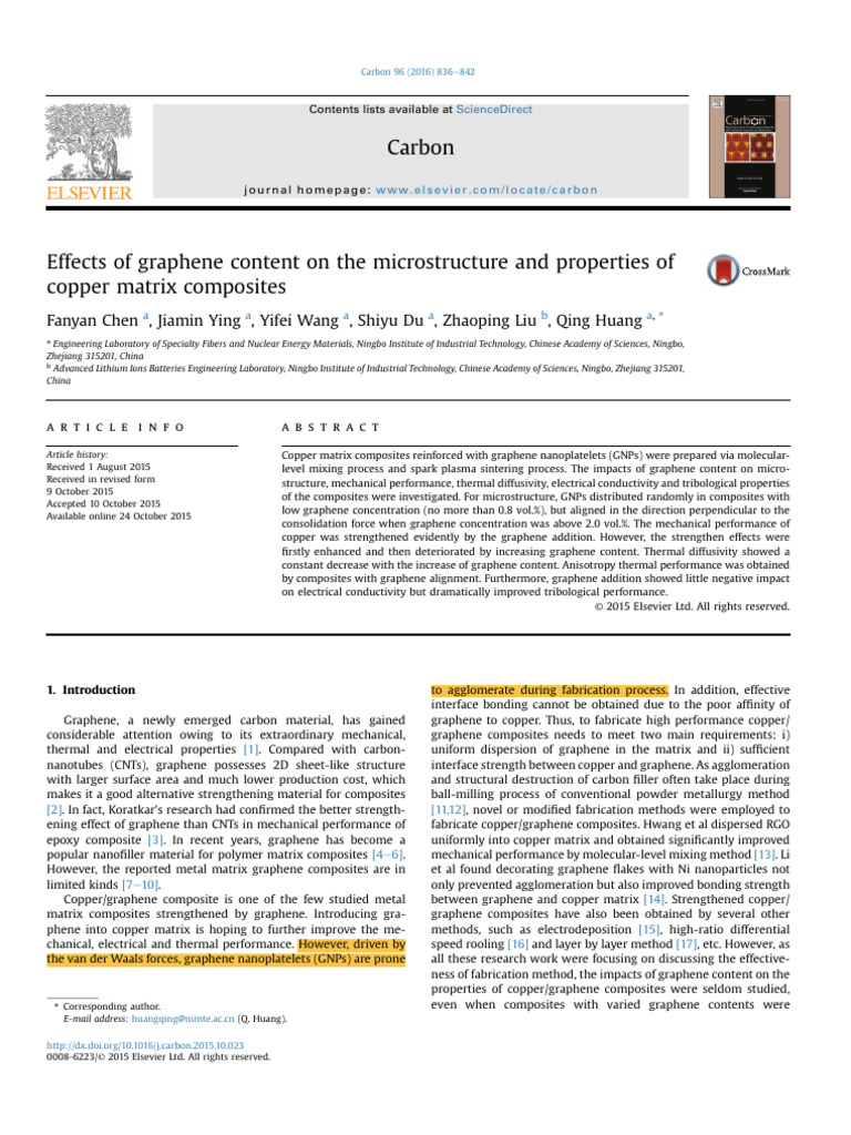Effects of Graphene Content On The Microstructure and Properties of ...