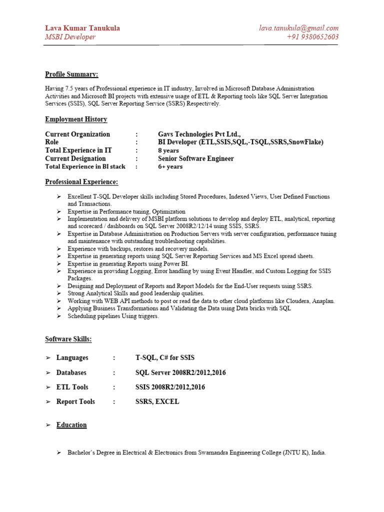 Naukri Lavakumartanukula (7y 6m) | PDF | Microsoft Sql Server | Databases