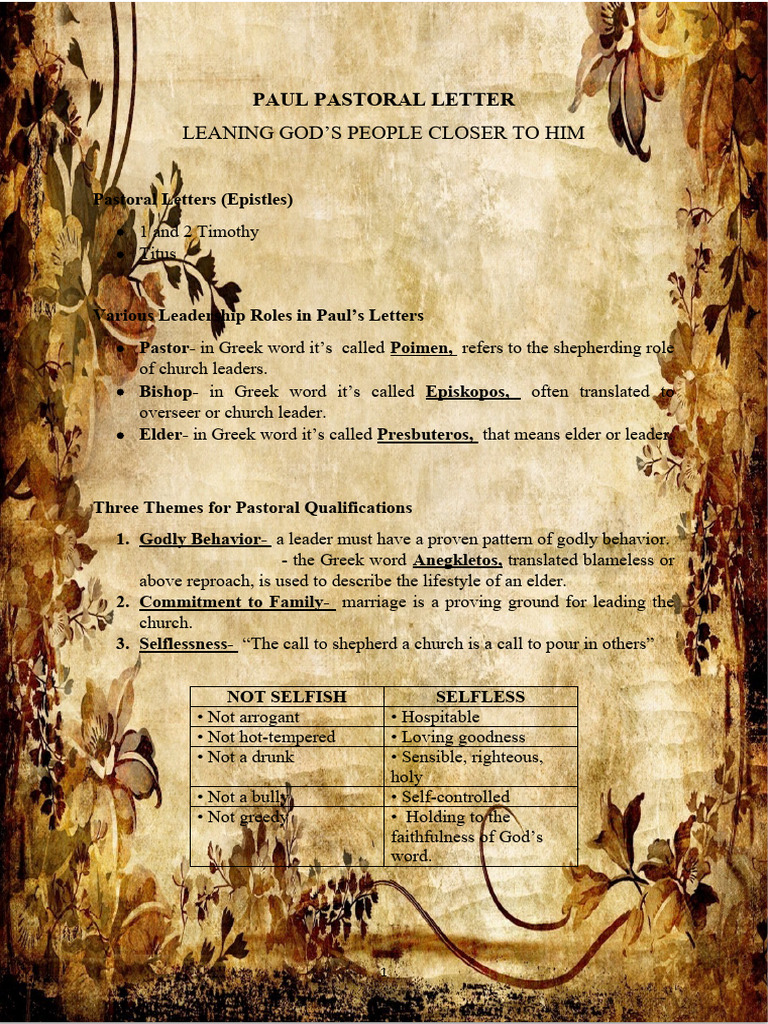 Paul's Pastoral Letters Explained | PDF | Paul The Apostle | Pastor