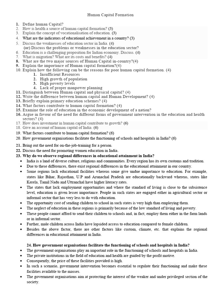 Human Capital Formation | PDF