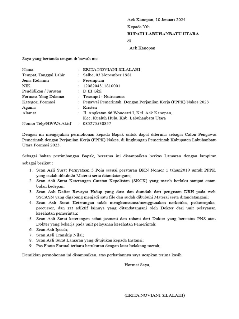 Surat lamaran pppk pdf