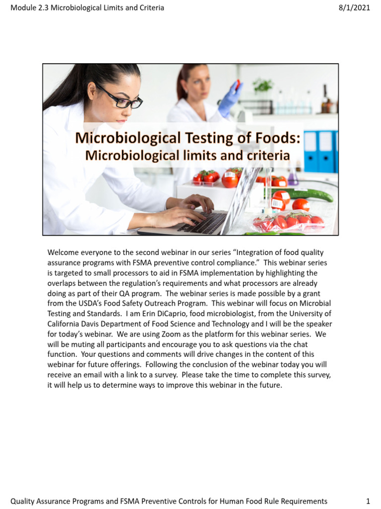 Microbial Testing in Food Safety Compliance | PDF | Quality Assurance ...