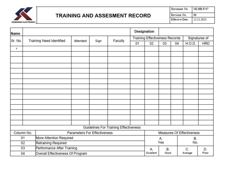 Training Record | PDF