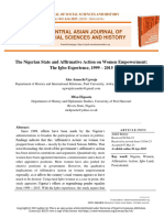 The Nigerian State and Affirmative Action On Women Empowerment: The Igbo Experience, 1999 - 2015