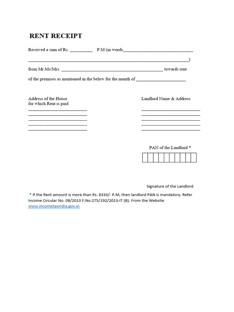 Rent Receipts | PDF | Law