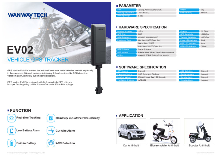 EV02 Vehicle GPS Tracker Overview | PDF | Electronic Engineering ...