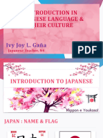 Introduction in Japanese Language & Their Culture