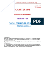 Topic: Forfeiture of Shares Journal Entries - : Company Account