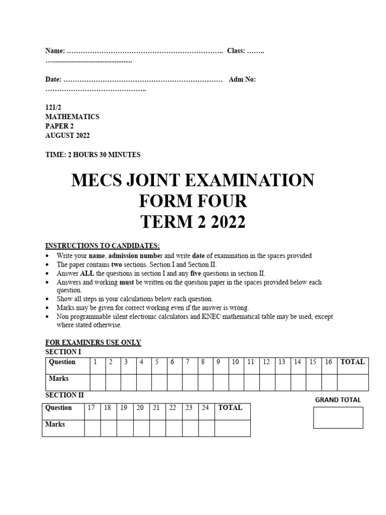 121 1 Maths Paper 1 Qns | PDF | Mathematics