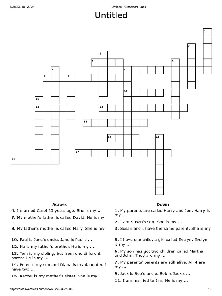 Family Crossword PDF