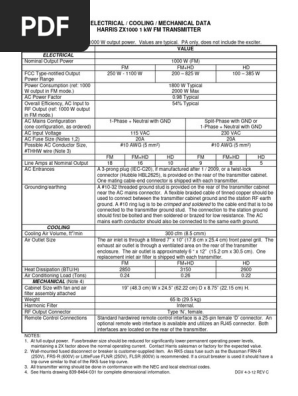 Harris ZX1000 FM Transmitter Specs | PDF | Electrical Connector