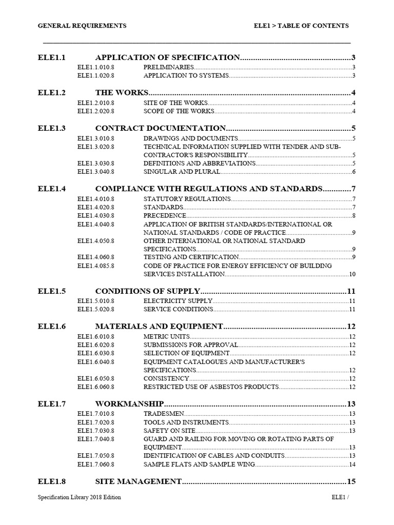 ELE1-18 Baseline 27022019 | PDF | Specification (Technical Standard ...