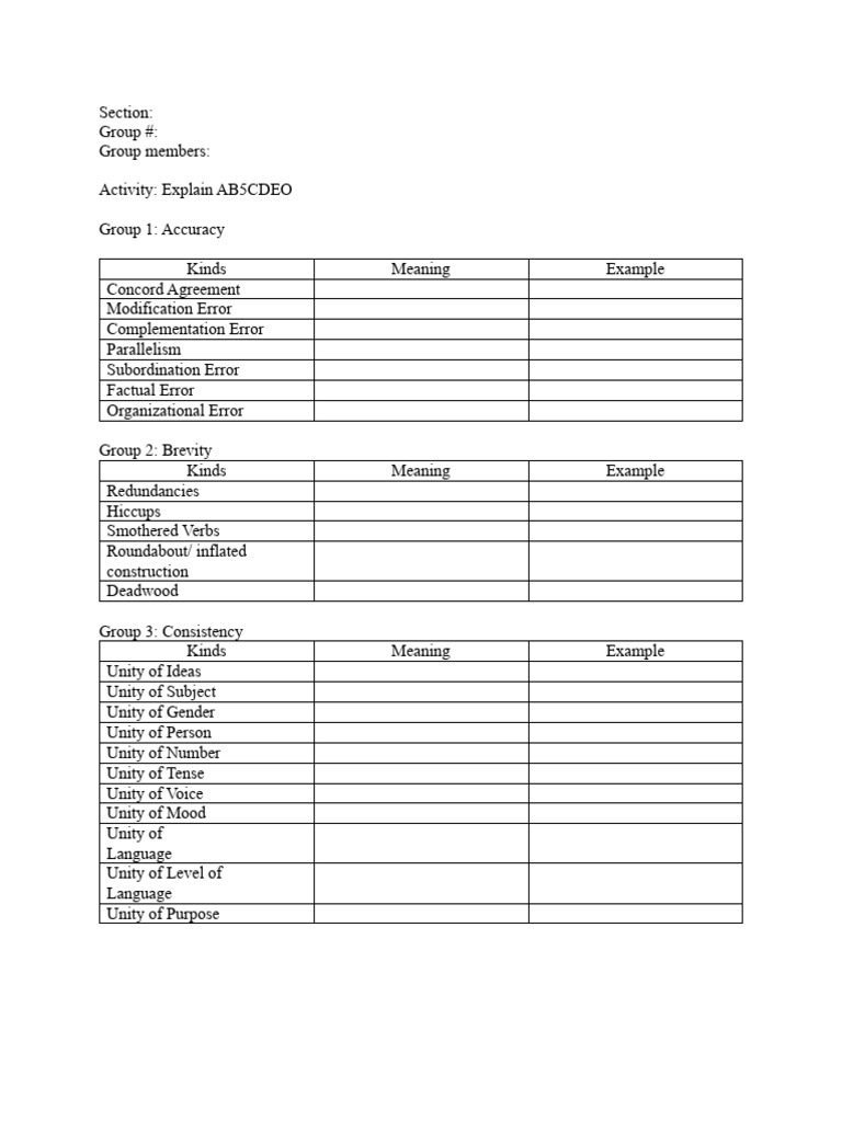 Activity Principles of Effective Writing | PDF | Language Arts ...