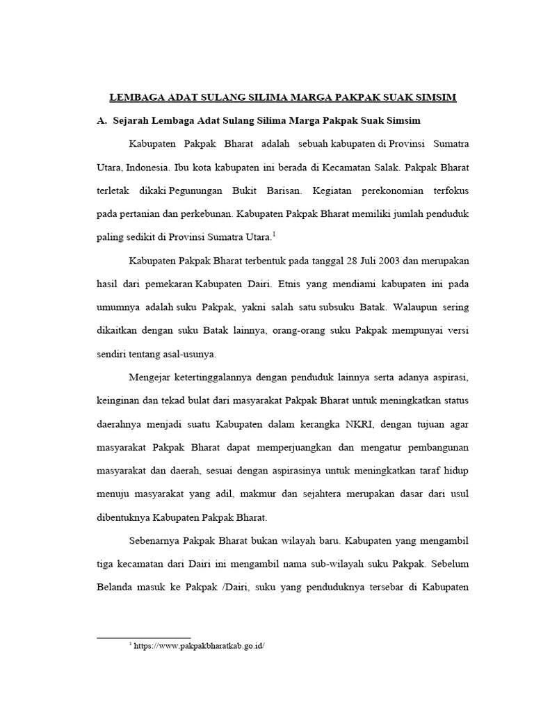 Lembaga Adat Sulang Silima Pakpak | PDF