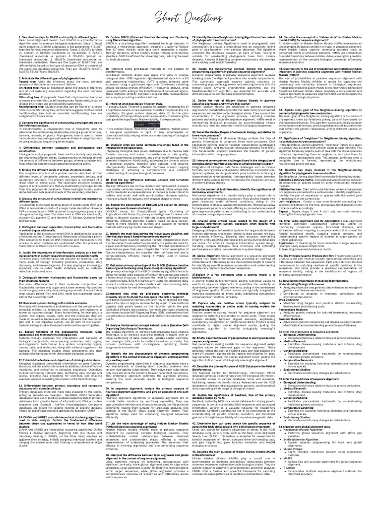 Bio ogy short merged pdf sequence alignment bioinformatics